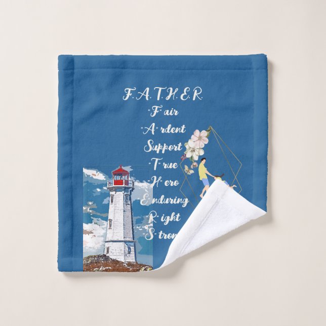 Dad Daughter Bonding Lighthouse Father's Day Quote Wash Cloth (Wash Cloth)