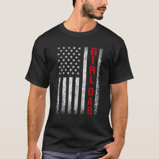 Dad Daughter Dad Of Girls USA Flag Father s Day  T-Shirt