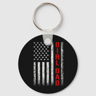 Dad Daughter Dad Of Girls Usa Flag Father's Day Key Ring