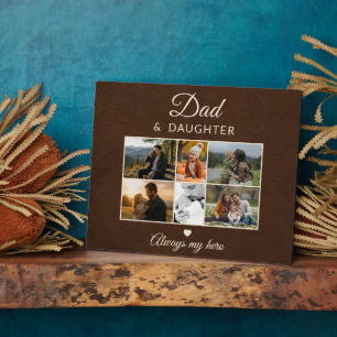 Dad & Daughter Leather 6 Photo Keepsake Plaque