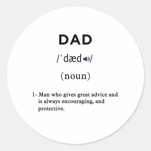 dad definition classic round sticker (Front)