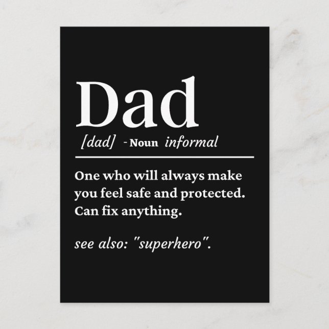 Dad Definition Dad Gift Father's Day Card (Front)