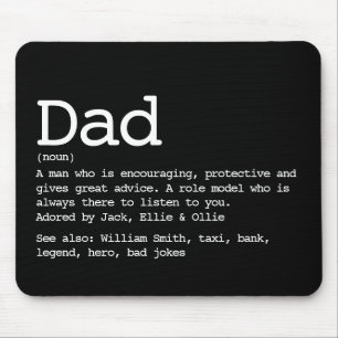 Dad Definition Father's Day Black And White Mouse Mat