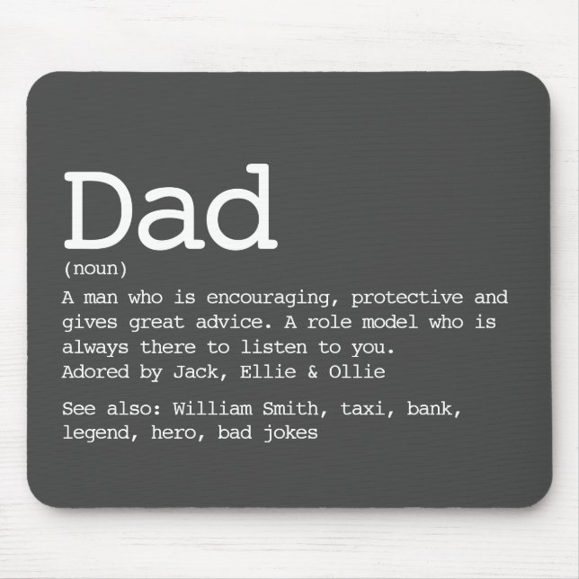 Dad Definition Father's Day Modern Grey  Mouse Mat (Front)
