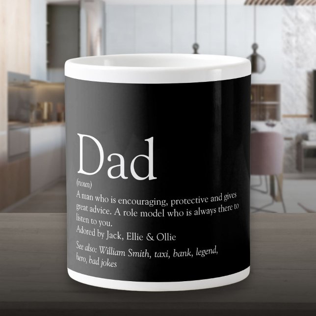 Dad Definition Fun Quote Black and White Large Coffee Mug (Dad Definition Fun Quote Black and White Giant Coffee Mug)