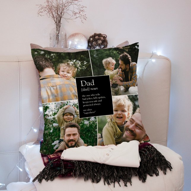 Dad Definition Funny & Heartfelt Family Photo Cushion (Creator Uploaded)