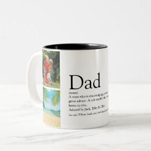Dad Definition Quote Photo Collage Two-Tone Coffee Mug