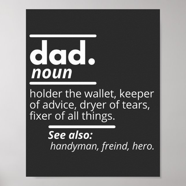 Dad Dictionary Definition - Funny Fathers Day Gift Poster (Front)