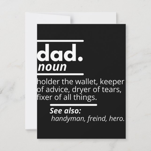 Dad Dictionary Definition - Funny Fathers Day Gift Save The Date (Front)