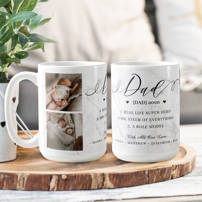 Dad Dictionary Definition Photo Collage Marble Coffee Mug (Creator Uploaded)