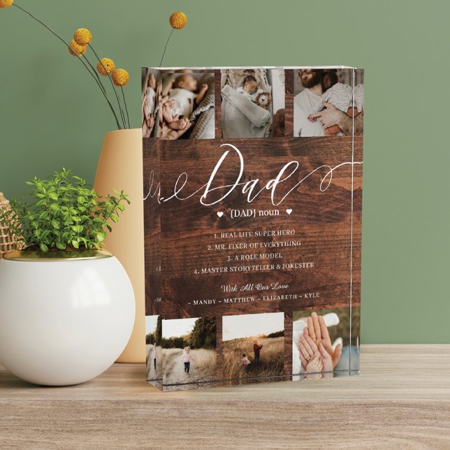 Dad Dictionary Definition Photo Collage Woodgrain (Creator Uploaded)