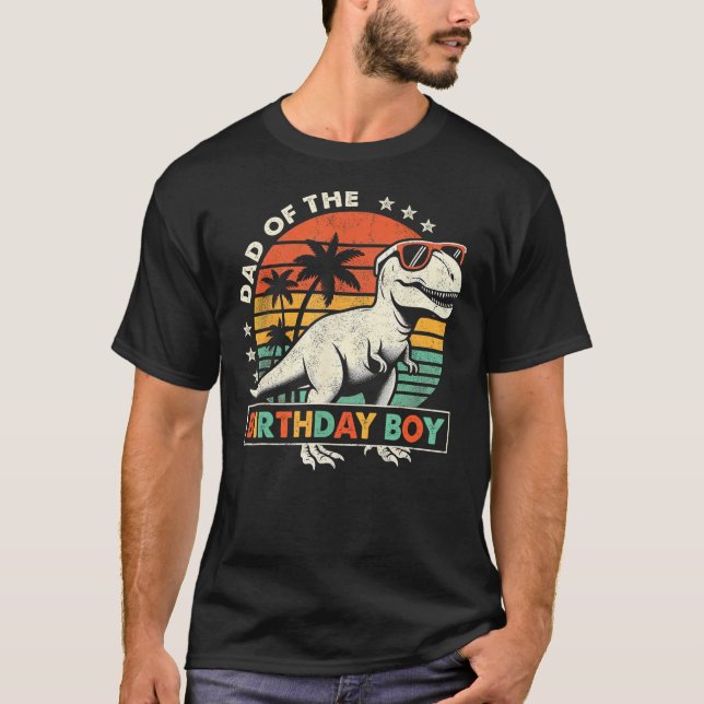 Dad Dinosaur Birthday Boy Mom Matching Family T-Shirt (Front)