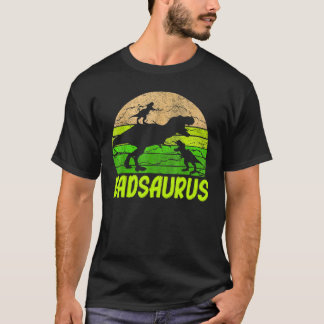 Dad Dinosaur Dadsaurus 2 Two Kids Christmas Father T-Shirt