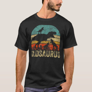 Dad Dinosaur Dadsaurus 3 Two Kids Christmas Father T-Shirt