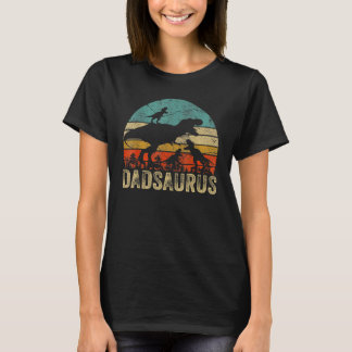 Dad Dinosaur Dadsaurus 3 Two Kids Christmas Father T-Shirt