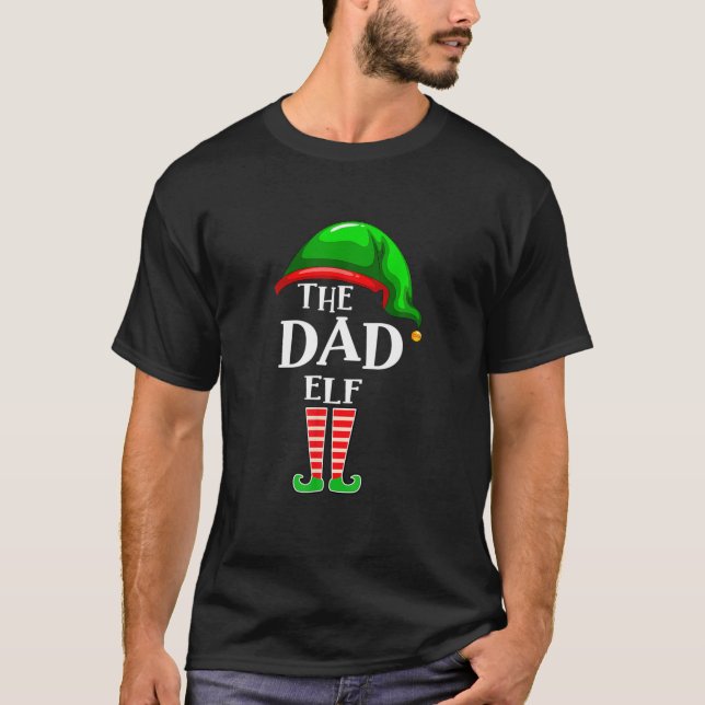 Dad Elf Matching Family Funny Christmas Party Paja T-Shirt (Front)