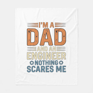 Dad Engineer Nothing Scares Me Vintage Shirt Desig Fleece Blanket