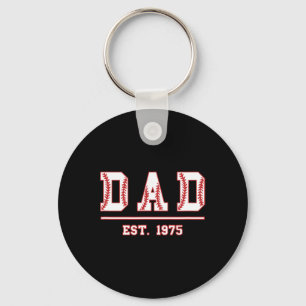 Dad Est. 1975 Softball Fathers Day Birthday Vintag Key Ring