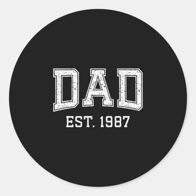 Dad Est 1987 Dad D Fathers Day Ized  Classic Round Sticker (Front)