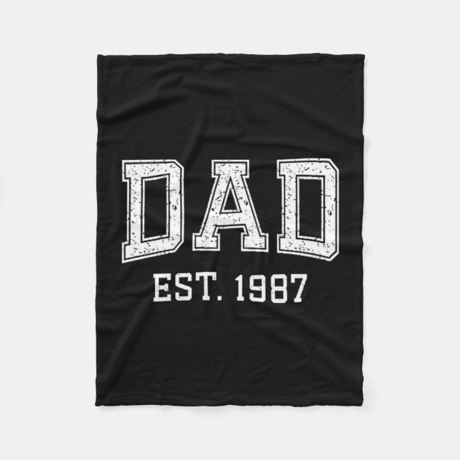 Dad Est 1987 Dad D Fathers Day Ized  Fleece Blanket (Front)