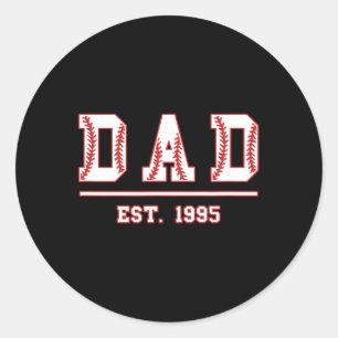 Dad Est. 1995 Softball Fathers Day Birthday Vintag Classic Round Sticker