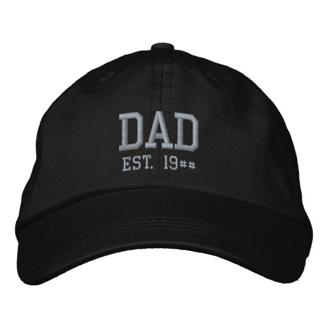 Dad Est. 19## Black and Grey Embroidered Hat (Front)