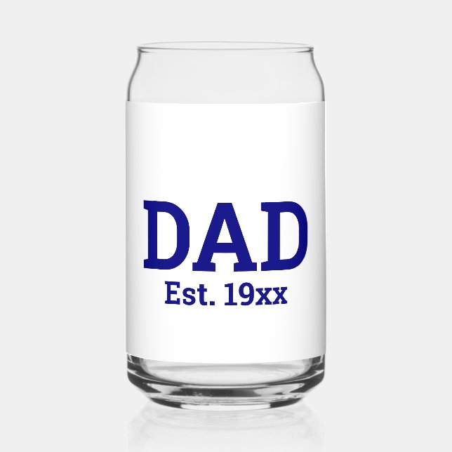 Dad Est. 19xx Navy Blue Text Template Can Glass (Front)