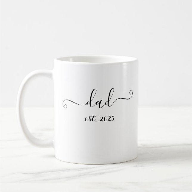 dad est. 2023 Elegant Gift for Future Dad Coffee Mug (Left)