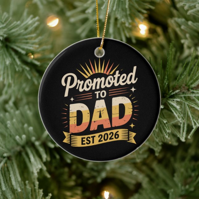 Dad Est. 2026 Funny New Dad Pregnancy Announcement Ceramic Tree Decoration (Tree)