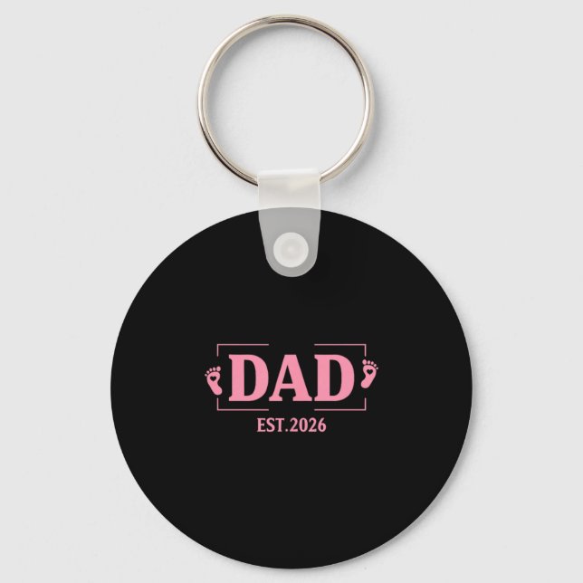 Dad Est. 2026 Logo Daddy 2026 Soon To Be New Dad 2 Key Ring (Front)