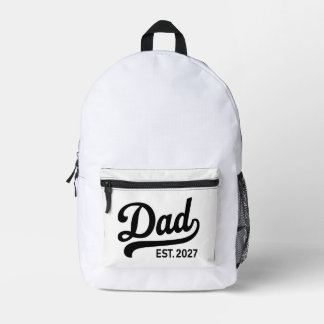 Dad Est 2027 New Father to Be Baby Announcement Printed Backpack