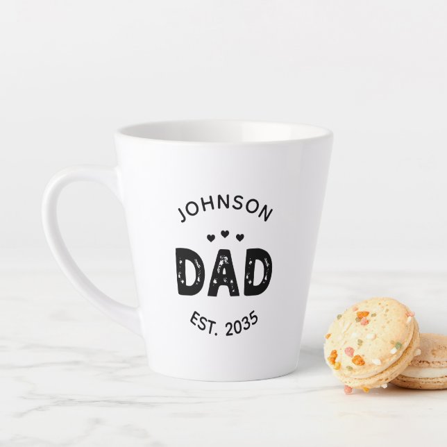 Dad Est. 20XX Fathers day gift for new dad to be Latte Mug (In Situ)