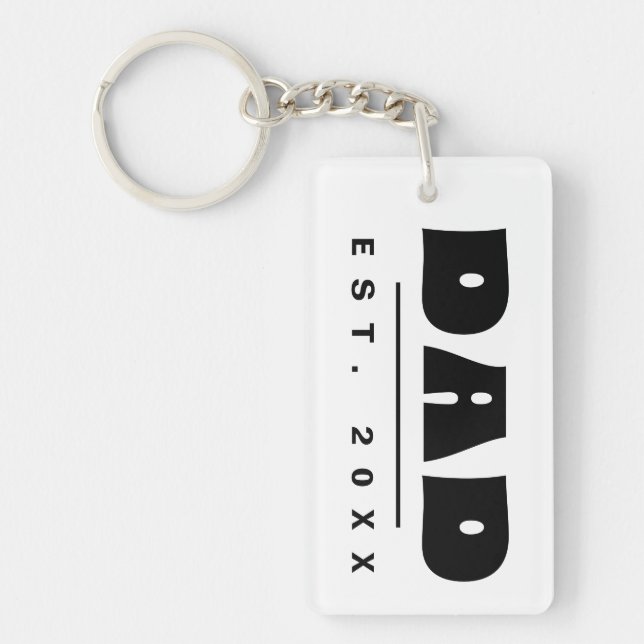 DAD Est. 20XX Modern Minimal Simple Typography Key Ring (Front)