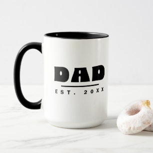 DAD Est. 20XX Modern Typography Black & White Mug