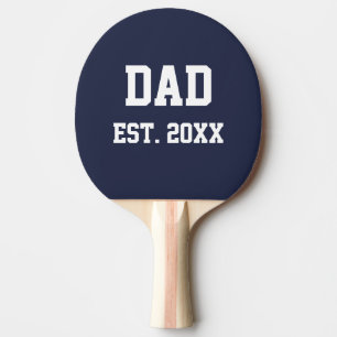 Dad Est. 20xx Year Dark Blue and White Ping Pong Paddle