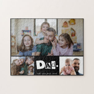Dad Est 3 Kids Photo Collage Family Keepsake Jigsaw Puzzle