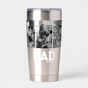 Dad Est 3 Photo Black & White Year Father's Day Insulated Tumbler