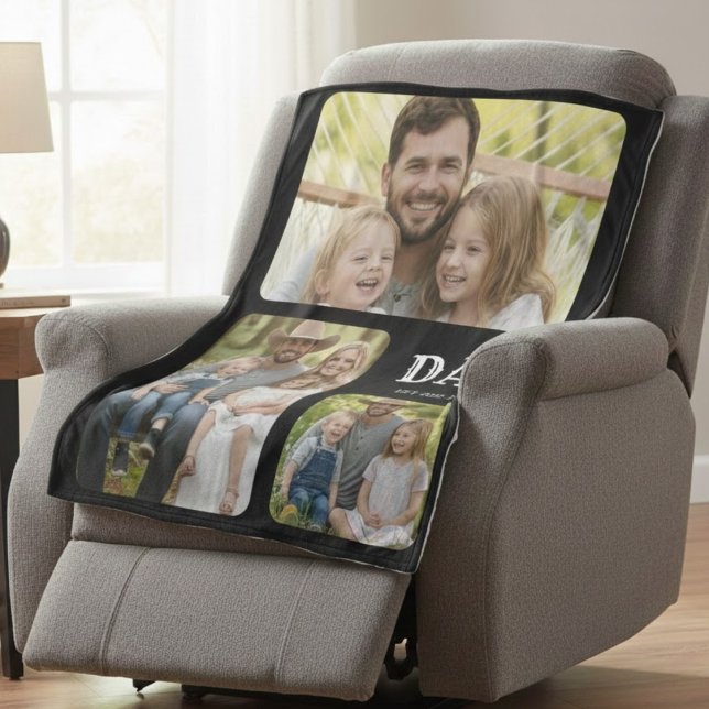 Dad Est 3 Photo Fleece Blanket (Creator Uploaded)