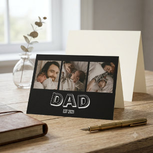 Dad Est 3 Photo Gift Father Keepsake Card