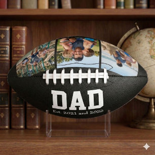Dad Est. Bold White Font 3 Photo Fathers Day Gift American Football