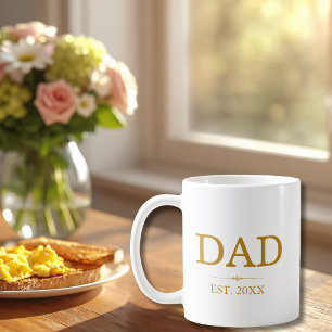 Dad Est. Date with Children's Names Gold Script Coffee Mug