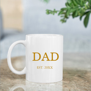 Dad Est. Date with Children's Names Gold Script Coffee Mug