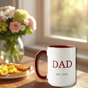 Dad Est. Date with Children's Names Maroon Coffee Mug