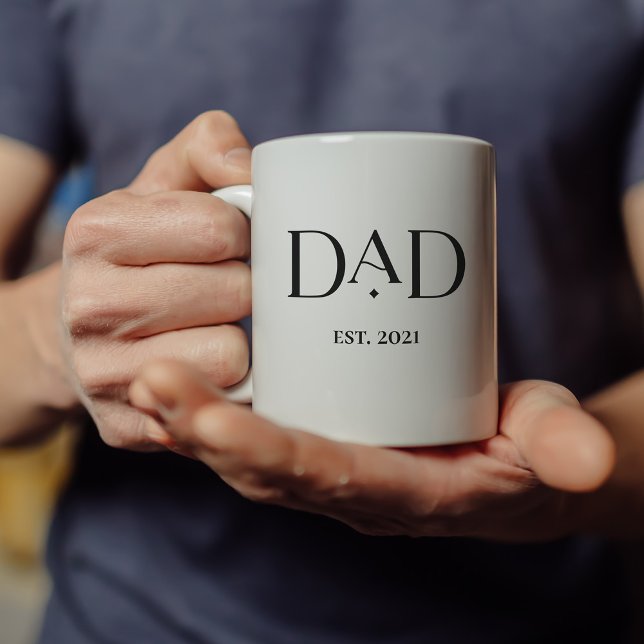 Dad Est. Date with Children's Names | Modern Text Coffee Mug (Creator Uploaded)