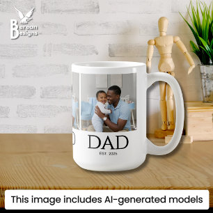 Dad Est Established Classic Caps White Photo Coffee Mug