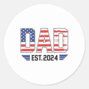Dad Est. Expect Byby Usa Flag 4th Of July Classic Round Sticker