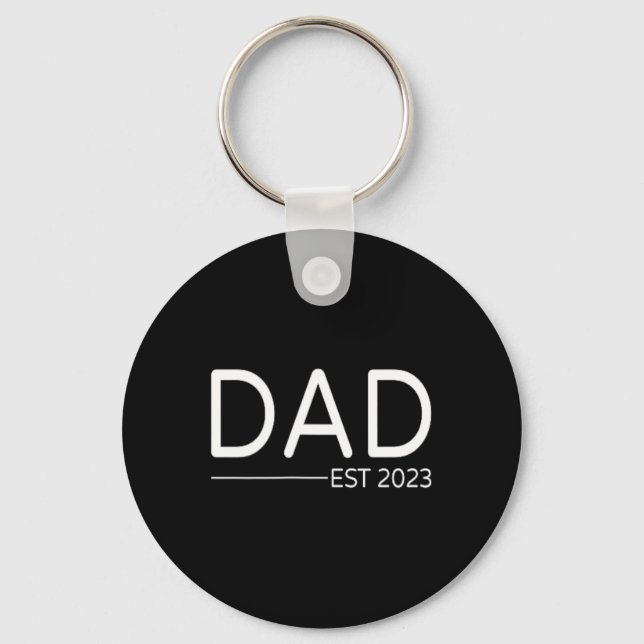 Dad Est First Fathers Day Promoted To Daddy  Key Ring (Front)