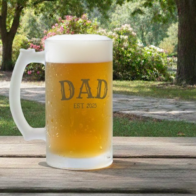 DAD EST  FROSTED GLASS BEER MUG (Creator Uploaded)