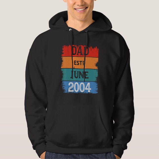 Dad Est Jun 2004 Proud Papa Grandpa Best Daddy Leg Hoodie (Front)