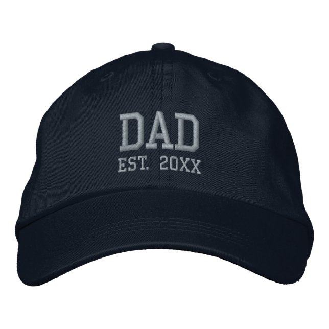 Dad Est. Light Blue Text Template Embroidered Hat (Front)